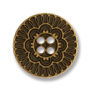 Metal Flower 4 Hole Button - 19mm - Bronze [LC1.2]