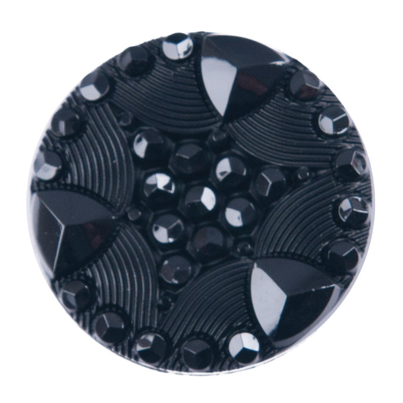 Patterned Black Shank Button - 15mm [LB39.7]