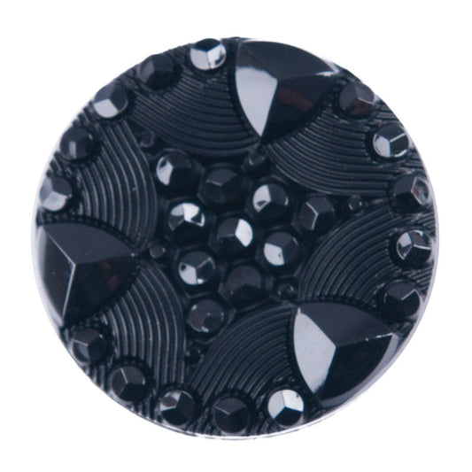 Patterned Black Shank Button - 28mm