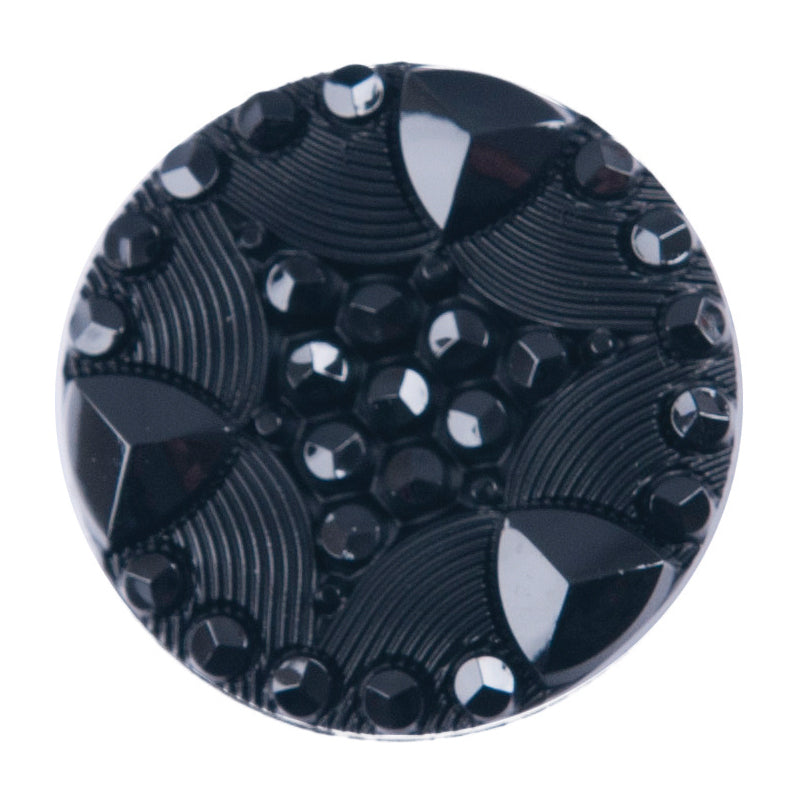 Patterned Black Shank Button - 34mm