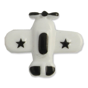 Novelty Airplane Shank Button - 18mm - White