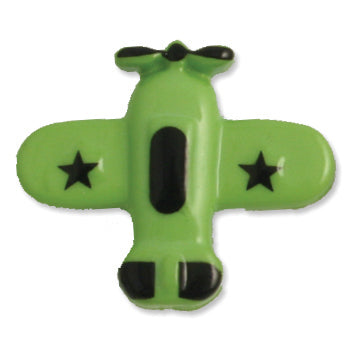 Novelty Airplane Shank Button - 18mm - Green [LB32.5]