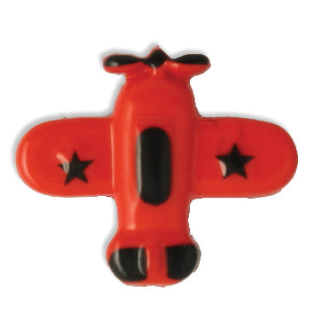 Novelty Airplane Shank Button - 18mm - Red