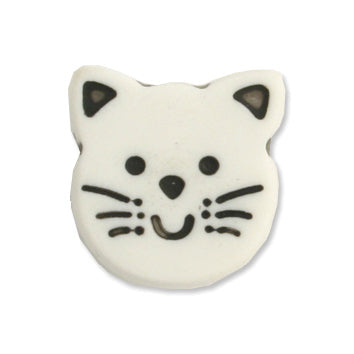Novelty Kitten/Cat Shank Button - 14mm - White [LA37.2]