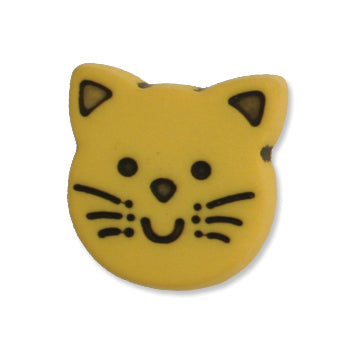 Novelty Kitten/Cat Shank Button - 14mm - Yellow [LC33.7]