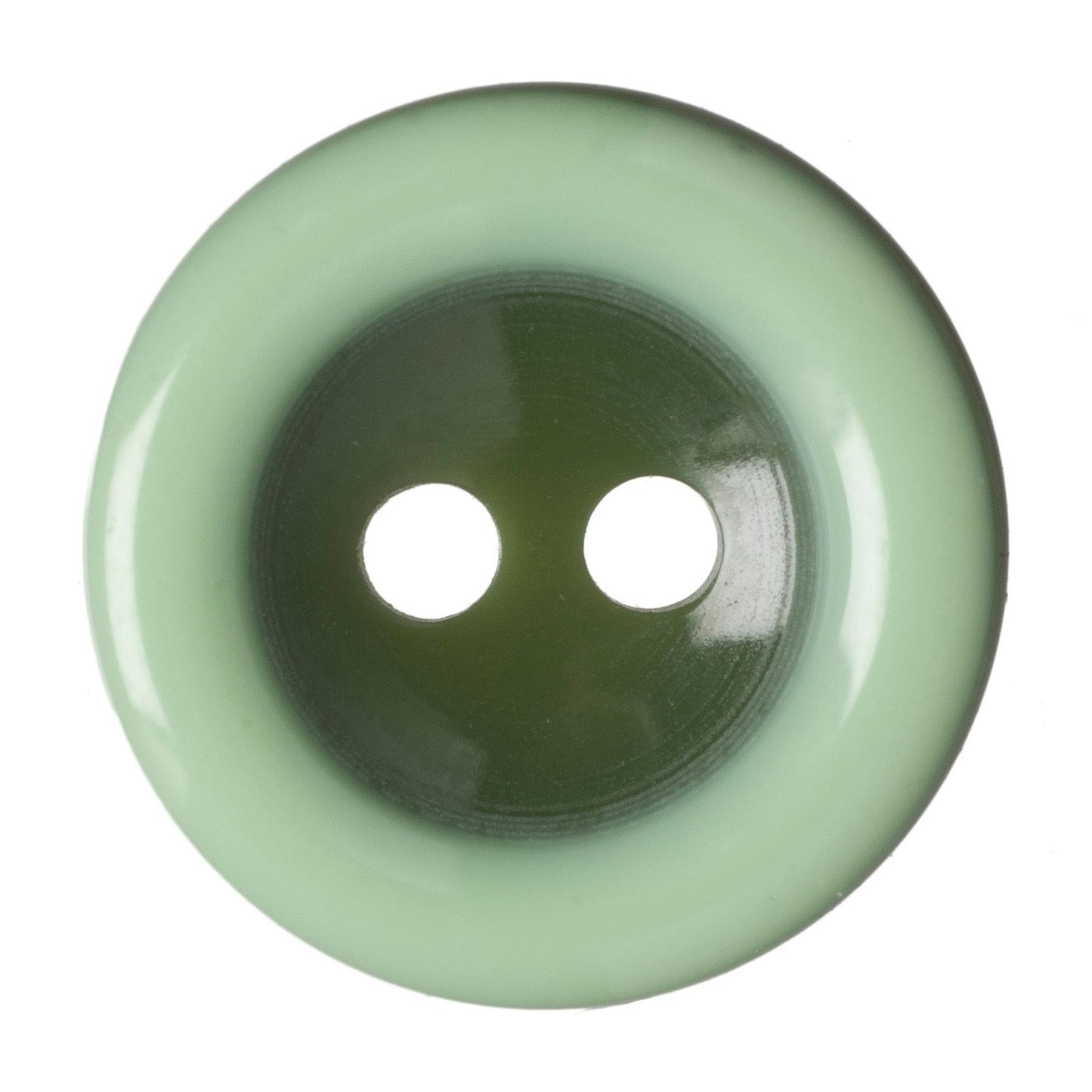 2 Hole Two Tone Button - 15mm - Green [LD7.4]