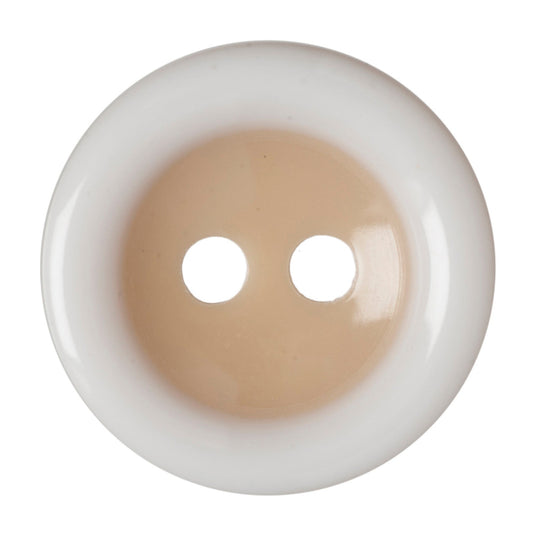 2 Hole Two Tone Button - 15mm - Beige [LE3.4]