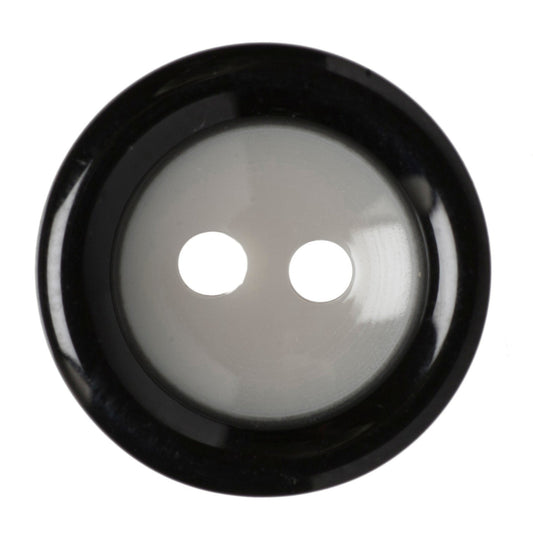 2 Hole Two Tone Button - 15mm - Black [LD7.6]