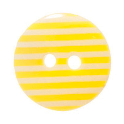 2 Hole Thin Striped Button - 15mm - Yellow