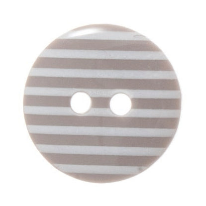 2 Hole Thin Striped Button - 15mm - Taupe [LC40.3]