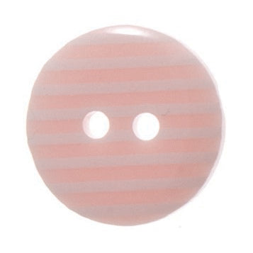 2 Hole Thin Striped Button - 15mm - Light Pink [LC38.3]