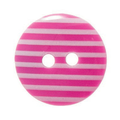 2 Hole Thin Striped Button - 15mm - Bright Pink [LD2.1]