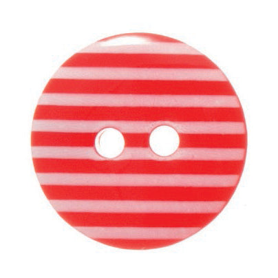 2 Hole Thin Striped Button - 15mm - Red [LD1.8]