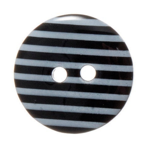 2 Hole Thin Striped Button - 18mm - Black [LC38.8]