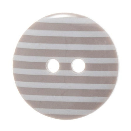 2 Hole Thin Striped Button - 18mm - Taupe [LD3.5]