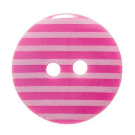 2 Hole Thin Striped Button - 18mm - Bright Pink [LD1.1]