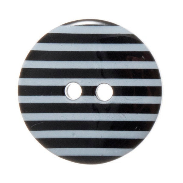 2 Hole Thin Striped Button - 23mm - Black [LC40.6]