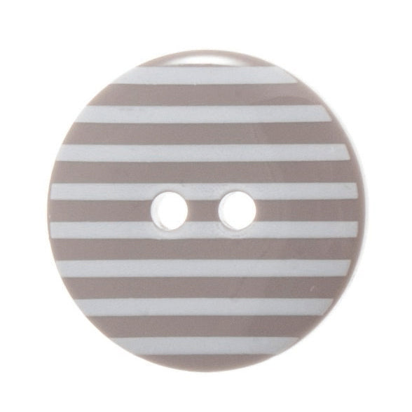 2 Hole Thin Striped Button - 23mm - Taupe [LC39.2]