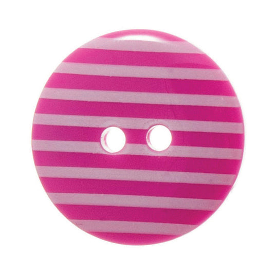 2 Hole Thin Striped Button - 23mm - Bright Pink LC39.1]