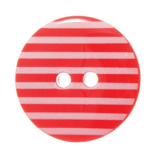 2 Hole Thin Striped Button - 23mm - Red [LC40.7]