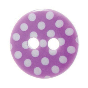 2 Hole Spotty Polka Dot Button - 12mm - Purple/White [LD2.3]
