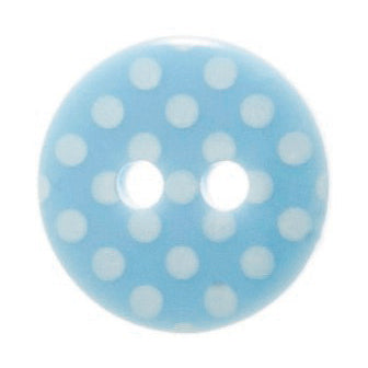 2 Hole Spotty Polka Dot Button - 12mm - Light Blue/White