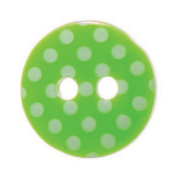2 Hole Spotty Polka Dot Button - 12mm - Green/White [LD2.2]
