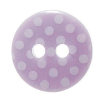 2 Hole Spotty Polka Dot Button - 12mm - Lilac/White [LD2.6]