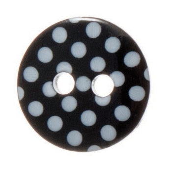2 Hole Spotty Polka Dot Button - 12mm - Black/White [LD3.6]