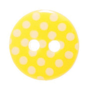 2 Hole Spotty Polka Dot Button - 12mm - Yellow/White