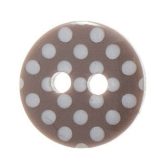 2 Hole Spotty Polka Dot Button - 12mm - Grey/White