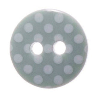 2 Hole Spotty Polka Dot Button - 12mm - Sage Green/White [LC37.8]