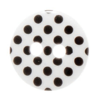 2 Hole Spotty Polka Dot Button - 12mm - White/Black [LD1.3]