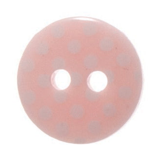 2 Hole Spotty Polka Dot Button - 12mm - Light Pink/White [LC38.1]