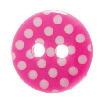 2 Hole Spotty Polka Dot Button - 12mm - Pink/White [LC38.7]