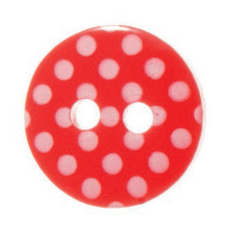 2 Hole Spotty Polka Dot Button - 12mm - Red/White [LC39.7]