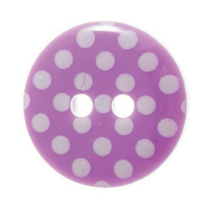 2 Hole Spotty Polka Dot Button - 15mm - Purple/White [LC39.3]