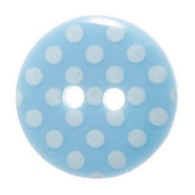 2 Hole Spotty Polka Dot Button - 15mm - Light Blue/White [LC38.2]