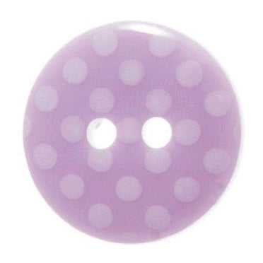 2 Hole Spotty Polka Dot Button - 15mm - Lilac/White [LC39.5]