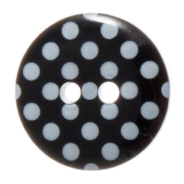 2 Hole Spotty Polka Dot Button - 15mm - Black/White [LD1.5]