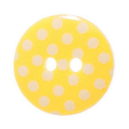 2 Hole Spotty Polka Dot Button - 15mm - Yellow/White [LD2.8]