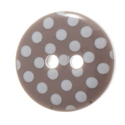 2 Hole Spotty Polka Dot Button - 15mm - Grey/White [LD1.4[