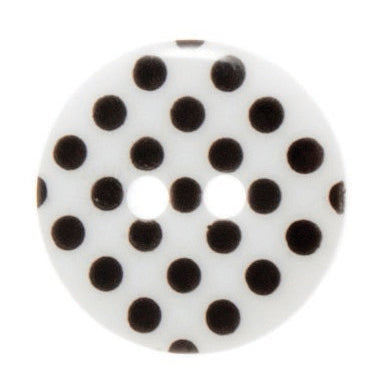 2 Hole Spotty Polka Dot Button - 15mm - White/Black [LC38.5]