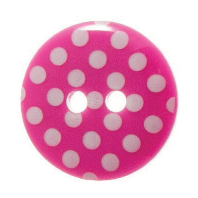 2 Hole Spotty Polka Dot Button - 15mm - Pink/White [LD3.4]