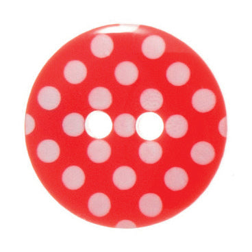 2 Hole Spotty Polka Dot Button - 15mm - Red/White [LC40.2]