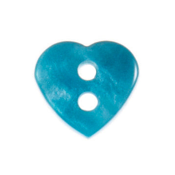 2 Hole Love Heart Button - 11mm - Aqua [LC36.5]