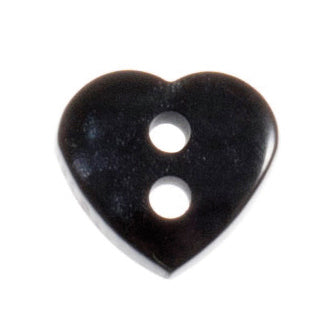 2 Hole Love Heart Button - 11mm - Black [LC36.2]