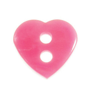 2 Hole Love Heart Button - 11mm - Pink [LC36.4]