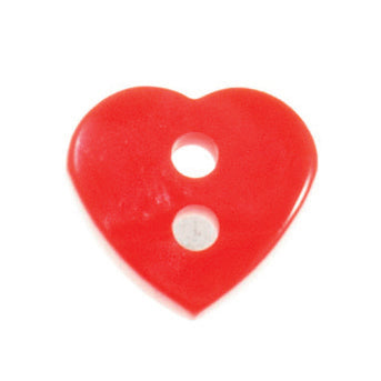 2 Hole Love Heart Button - 11mm - Red [LC35.7]