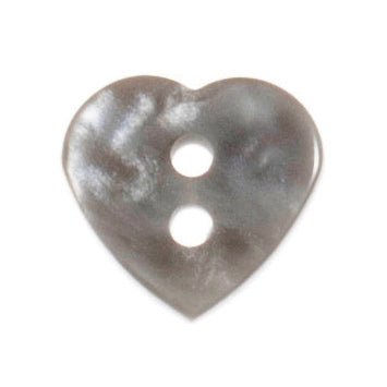 2 Hole Love Heart Button - 12mm - Grey